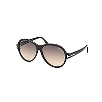 tom ford lunettes de soleil camryn ft 1033 shiny black/dark grey shaded 59/15/140 femme