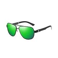 duco lunettes de soleil cool pour hommes lunettes de soleil polarisées hommes protection uv fibre de carbone temple hommes lunettes de soleil pour la conduite 3051, cadre noir, lentille verte, 62
