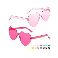 lunettes de soleil en forme de cœur rose pour femme - lunettes de soleil tendance mignonnes pour femme - lunettes de soleil amusantes - lunettes de soleil de fête - rose vif - décorations de fête pour