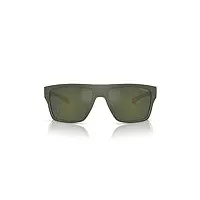arnette lunettes de soleil carrées hijiki an4330 pour homme, vert militaire/vert clair miroir pétrole, 63 mm