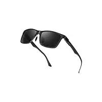 tjutr lunettes de soleil polarisées ultra légères en fibre de carbone pour homme protection uv400, noir