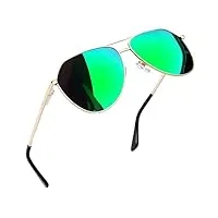 joopin lunettes de soleil pour hommes femmes avec effet miroir vert lunettes de soleil polarisantes classique rétro style militaire protection uv400 monture métallique