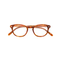lesca lunettes de vue à monture ronde - marron