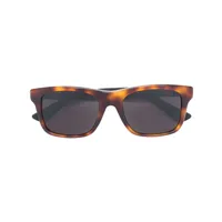 gucci eyewear lunettes de soleil à monture rectangulaire - marron