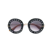 gucci eyewear lunettes de soleil à monture ronde - noir