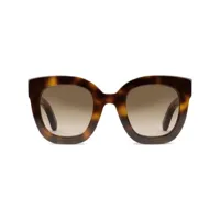 gucci eyewear lunettes de soleil à monture ronde oversize - marron
