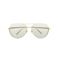 linda farrow lunettes de soleil à monture aviateur - or