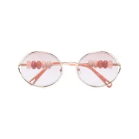 chloé eyewear lunettes de soleil à monture ovale perlées - rose