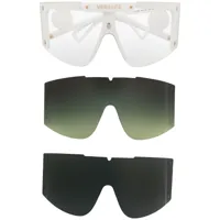 versace eyewear lunettes de soleil medusa à verres amovibles - blanc