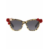 dolce & gabbana eyewear lunettes de soleil blooming à monture papillon - gris