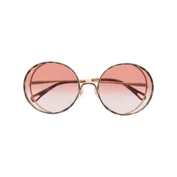 chloé eyewear lunettes de soleil à monture ronde oversize - or