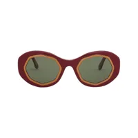 marni eyewear lunettes de soleil à monture ronde imprimée - rouge