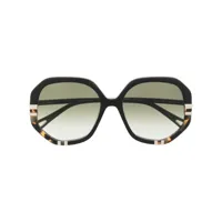 chloé eyewear lunettes de soleil à monture ronde oversize - noir