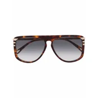 chloé eyewear lunettes de soleil à effet écailles de tortue - marron