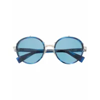 balmain eyewear lunettes de soleil à logo gravé - bleu