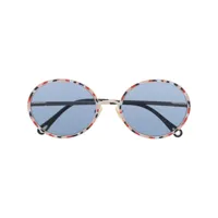 chloé eyewear lunettes de soleil vitto à monture ronde - bleu