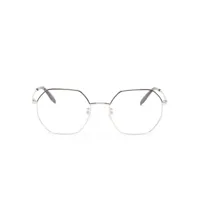 alexander mcqueen eyewear lunettes de vue rondes à logo gravé - argent