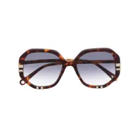 chloé eyewear lunettes de soleil à monture ronde - marron