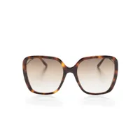 chloé eyewear lunettes de soleil carrées à effet écailles de tortue - marron