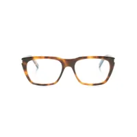 saint laurent eyewear lunettes de vue carrées à effet écailles de tortue - marron