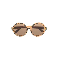 mini rodini lunettes de soleil rondes à imprimé léopard - tons neutres
