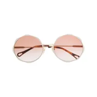 chloé eyewear lunettes de vue rondes à logo gravé - or