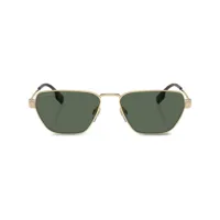 burberry eyewear lunettes de soleil géométriques à motif vintage check - or