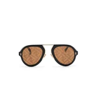 fendi eyewear lunettes de soleil à monture pilote monogrammée - noir