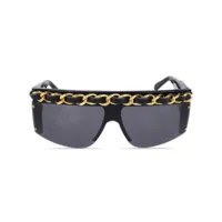 chanel pre-owned lunettes de soleil à détail de chaîne (années 1990-2000) - noir