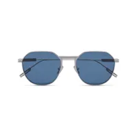 zegna lunettes de soleil à monture ovale - gris
