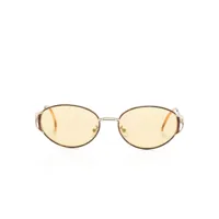 fendi eyewear lunettes de soleil ovales à plaque logo - or
