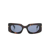 marc jacobs eyewear lunettes de soleil rectangulaires à logo gravé - marron