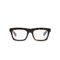 alexander mcqueen eyewear lunettes de vue rectangulaires à logo gravé - marron