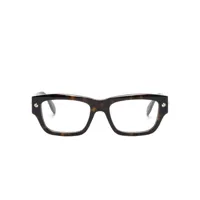 alexander mcqueen eyewear lunettes de vue à monture rectangulaire - marron