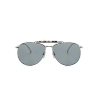 thom browne eyewear lunettes de soleil rondes à double pont - gris