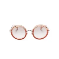 miu miu eyewear lunettes de soleil ovales à design strassé - rose