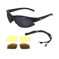 rapid eyewear lunettes de soleil polarisées pour conduite et moto ‘drive’: verres interchangeables (x3) parfaites pour conduire pendant l’hiver et la nuit. pour hommes et femmes