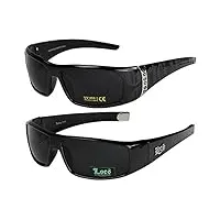 lot de 2 paires lunettes de soleil moto locs, lunettes de sport, dans les coloris noir et blanc. - noir - taille unique