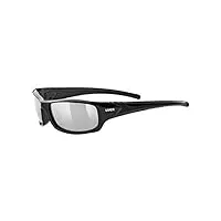 uvex sportstyle 211 - lunettes de sport pour hommes et femmes - effet miroir - confort et maintien parfait sans points de pression - black/litemirror silver - one size