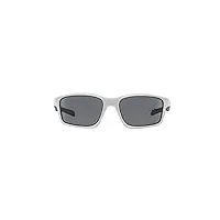 oakley - lunette de soleil chainlink rectangulaire , matte white/grey polarized (s3)