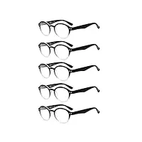 eyekepper lot de 5 lunettes de vue/de lecture - ronde retro - excellente qualite (lentilles clair)