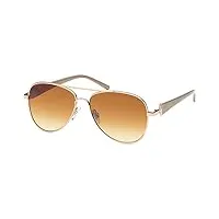 stylebreaker aviateurs féminins avec verres teintés, lunettes de soleil avec branches laquées et strass 09020053, couleur:monture dorée-marron/verre dégradé marron
