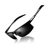 duco lunettes de soleil homme lunettes de sport polarisées - lunettes de conduite avec monture en métal incassable uv400 8177s (black)