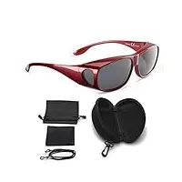 falingo sur-lunettes solaires lunettes de soleil à porter sur des lunettes classic edition polarisées uv 400 (rouge, marron)