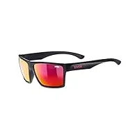 uvex lgl 29 - lunettes de soleil pour hommes et femmes - effet miroir - catégorie de filtre 3 - black matt/red - one size