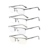 eyekepper lot de 4 lunettes de vue/de lecture de qualite - forme rectangle - ultra mince - monture metalique demi-cerclee +0.50