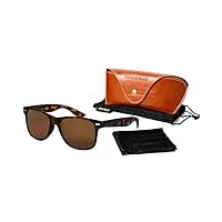 balinco set de lunettes de soleil polarisées nerd rubber de haute qualité (24 modèles) lunettes de soleil rétro vintage unisexe avec charnière à ressort (leo-brown)