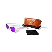 balinco set de lunettes de soleil polarisées nerd rubber de haute qualité (24 modèles) lunettes de soleil rétro vintage unisexe avec charnière à ressort (white-purple mirror)