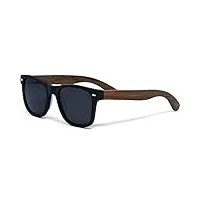 gowood lunettes de soleil en bois hommes et femmes | lunettes de soleil polarisées homme uv400 | lunette bois homme qualité supérieure | cadre en acétate noir et branches en noyer (lentilles noirs)