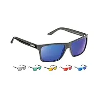cressi rio-sunglasses lunettes de soleil mixte, noir/lentilles bleu, unisexe